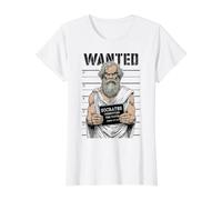Sócrates Corrupción Juventud Divertida Filosofía Policía Mugshot Camiseta gráfica económica, Mujer, Blanco, M