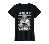 Sócrates Corrupción Juventud Divertida Filosofía Policía Mugshot Camiseta gráfica económica, Mujer, Negro, XS
