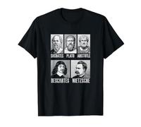 Sócrates Platón Aristóteles Descartes Nietzsche Filosofía Camiseta gráfica económica, Hombre, Negro, S
