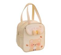 Socueny Kawaii - Bolsa de almuerzo para niña, bolsa de almuerzo con aislamiento, bolsa reutilizable para trabajo caliente o frío, color beige