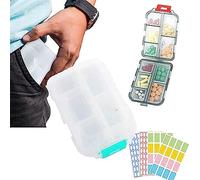 Socueny Med Wallet Pills With Labels Medwallet Pill Organizer Portable Daily Pill Case,Medecine Wallet E White