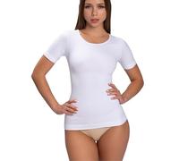 Sodacoda Camiseta moldeadora de compresión sin costuras, con control de abdomen y cintura, blanco, M