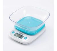 SODANY Balanza de Cocina Digital 7kg/1g con Bol, Báscula Electrónica de Alta Precisión para Alimentos, Pantalla LCD, Función Tara, Ideal para Repostería y Dieta, Diseño Compacto, Azul y Blanco