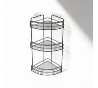 SODANY Estantería de Ducha Rinconera 3 Niveles, Organizador Baño Negro Sin Taladrar, Estante Esquinero Adhesivo Resistente al Agua y la Humedad