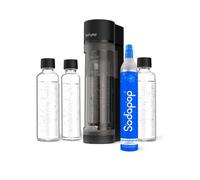 Sodapop Logan - Kit de iniciación con cilindro de CO₂ y 3 botellas de cristal, color negro mate, altura 42,6 cm