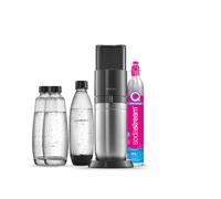 SodaStream DUO - Máquina de agua con gas para jarra de cristal, 2 jarras de cristal, 1 L + 1 botella 1 L compatible con lavavajillas + 1 recarga de gas de 60 L para Clipser, color negro [Amazon