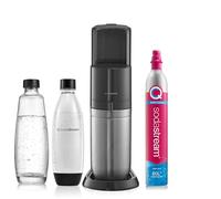 SodaStream Duo - Máquina de agua con gas y 2 botellas de agua con gas de 1 litro, fabricante de bebidas retro con botella de agua sin BPA, jarra de vidrio y botella de gas CO2 para agua carbonatada en