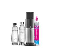 Sodastream Duo - Máquina de agua con gas y soda para jarra de cristal | Pack 1 jarra de cristal 1L + 1 botella 1L acabado acero inoxidable lavavajillas + 1 recarga de gas de 60 L para Clipser, color