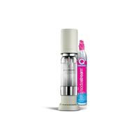 SodaStream ensō - Máquina de agua con gas y soda | Pack 1 botella 1 L compatible con lavavajillas + 1 recarga de gas de 60 L para Clipser | Acabado blanco arena