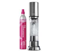 SodaStream - Enso: gasificador de acero inoxidable para preparar agua con gas. Incluye cilindro de CO₂, botella de 1 l apta para el lavavajillas y paño de limpieza.