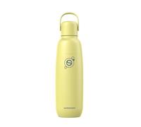 SodaStream Fizz & Go - Botella de acero inoxidable de doble pared aislante de 0,9 l para bebidas con gas, en color amarillo;mantiene calientes o frías 12 horas; compatible con máquinas de agua con gas
