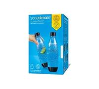 SodaStream - Fuse Twin Pack, Pack de 2 Botellas para Gasificar Agua, de Plástico Reutilizable, Capacidad 1 L, Aptas para Lavavajillas, Sin BPA, Color Negro