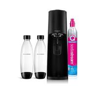 sodastream Gasador Terra Value Pack x2 con 2 botellas fundidas aptas para lavavajillas de 1L y 1 cilindro de CO2 Quick Connect para gasar hasta 60 L, negro mate