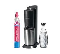 SodaStream Crystal 3.0 Cilindro de CO2 de conexión rápida y 1 jarra de vidrio, plata, negro/titanio, 45 cm