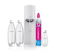 SodaStream Terra Megapack, Gasador de agua para transformar el agua en agua con gas, incluye cilindro de contenido de CO2, 2 botellas de 1 litro, 1 botella de medio litro, 28,8 x 19,5 x 43,6