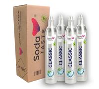 SodaTASTE Juego de 4 cilindros de CO2 (relleno) para burbujeador de agua, Classic, para hasta 240 l de agua con gas (atención: 4 cilindros vacíos)