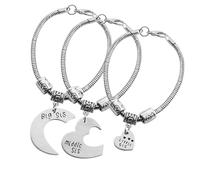 sodeber 3 Pulseras Ajustables de Kirsite, Regalo para Mejores Amigas y Hermanas, con Forma de corazón Que representa la Pulsera en Forma de corazón con Tema de Amor de la pequeña Hermana Mediana