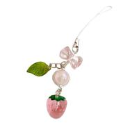 sodeber Abalorio de hoja de fresa para teléfono, accesorio de correa para el futuro de la moda, Medium, Acrílico, No es una piedra preciosa