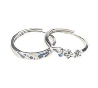 sodeber Anillos de estrella brillantes, anillos brillantes elegantes para pareja, accesorio de joyería para dedo en forma de estrella, regalo del Día de Valentín, accesorio de