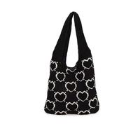 sodeber Bolso de hombro estético de ganchillo para mujer, para compras y viajes, Negro Bk, Medium