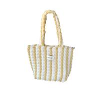 sodeber Bolso de hombro para mujer con cremallera de poliéster burbuja para uso diario, calle comercial, Amarillo Blanco 1, Medium