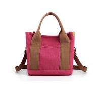 sodeber Bolso de mano de lona de gran capacidad para mujer, con cremallera, bolsa de hombro para estudiantes, libro pequeño, bolsa coreana para compras, Rojo R, Medium