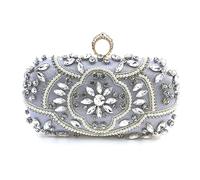 sodeber Bolso de mano para mujer, bolso de mano de lujo bordado, bolsos de noche, bolsos de boda para hombro de novia, Plata S, Medium