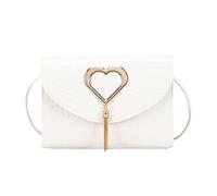 sodeber Bolso pequeño con diseño de corazón para mujer y bandolera de moda para uso diario, Blanco W, Medium