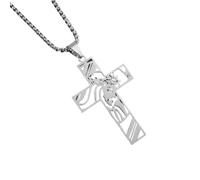 sodeber Collar de crucifijo de longitud ajustable, hecho a mano, cadena de metal, unisex, cadena de clavícula, elegante judío religioso, Medium, Metal, No es una piedra preciosa