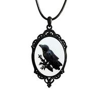 sodeber Collar de cuervo animal Personalidad Patrón de cuervo Collares de cabujón de vidrio Gargantilla Colgante punk Joyería de cadena de clavícula Collares de pájaro negro para mujeres