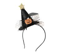 sodeber Diadema de sombrero de bruja para mujer, aro de pelo de araña, diadema de Halloween con calabaza brillante