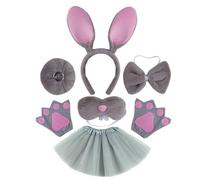 sodeber Disfraz de conejito de Pascua 4/5/6, con orejas, diademas, cola, corbatín para Halloween, fiesta de Navidad, cosplay de animales