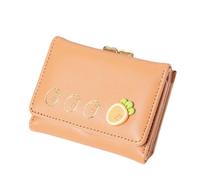 sodeber Elegante cartera corta para mujer, plegable, monedero con tarjetero transparente y espacioso dinero en efectivo, Naranja o, M, Clásico