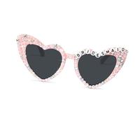 sodeber Gafas de sol brillantes en forma de corazón para cumpleaños, celebración, despedida de soltera, accesorios de fotos, gafas de sol divertidas