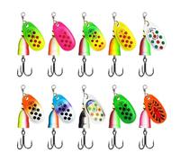 sodeber Juego de cebos giratorios para Trucha, 10 Uds, 5/6 / 8/9 / 11g, señuelo de Pesca Giratorio con Anzuelo Triple, cebos de Metal Duro, Aparejos de Pesca
