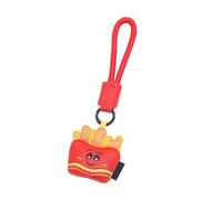 sodeber Llavero con dije para bolso de PU, té de la leche, patatas fritas de dibujos animados únicos, accesorio para parejas para mujeres y hombres, accesorio para bolso