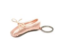 sodeber Llavero de zapato de ballet hecho a mano, llaveros de zapato de punta de seda, elegante accesorio clave para entusiastas de las danzas de ballet, decoración de aleación