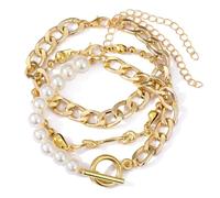 sodeber Paquete de 3 elegantes abalorios ajustables para muñeca adecuados para fiestas y escapadas, Medium, Aleación, perlas de imitación, No es una piedra preciosa