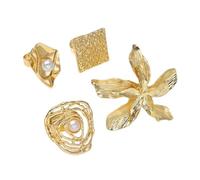 sodeber Paquete de 4 anillos de aleación de diseños únicos, accesorios elegantes para mujeres de moda, suministros de fiesta y uso diario