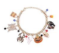 sodeber Pulseras de Halloween Truco o Trato Calavera de Calabaza Pulsera de Araña Adorno Pulsera de de Terror Accesorios de Cosplay Joyería de Aleación Regalos