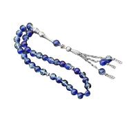 sodeber Rosario musulmán hecho a mano de 33 cuentas Tasbih de vidrio agrietado con con colgante de borlas para oraciones diarias y suministros de meditación Tasbih de adoración diaria
