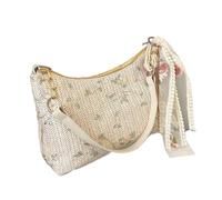 sodeber Versátil bolsa de encaje tejida para axilas, elegante bolsa de hombro para la escuela, compras y trabajo, Blanco roto talla única para todos los Bg-os, Medium