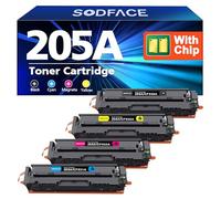 SODFACE 205A CF530A Compatible para HP 205A CF530A para MFP M181fw Tóner para HP Color Laserjet Pro MFP M180n M181FW M180NW M180FW M181N CF531A CF532A CF533A (Negro, Cian, Amarillo, Magenta, 4