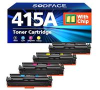 SODFACE 415A Tóner con Chip Compatible para HP 415A 415X para Color Laserjet Pro MFP M479fdw M479dw M479fnw M479fdn M454dw W2030A W2031A W2032A W2033A (Negro, Cian, Amarillo, Magenta, 4 Unidades)