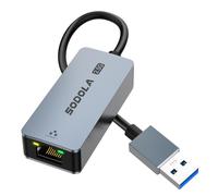 Sodola Adaptador USB a Ethernet de 2,5 GB, adaptador Ethernet para laptop, aluminio, USB 3.0 a RJ45, adaptador LAN de Internet, compatible con NAS, laptop, tablet, PC con Windows 11/10/8, macOS USW
