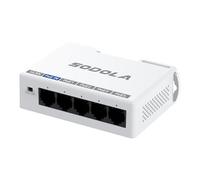 Sodola Extensor PoE Gigabit de 5 puertos, 1 entrada PoE y 4 salidas PoE, IEEE 802.3 af/at 30W PoE repetidor con 10/100/1000Mbps, montaje en pared y interruptor de paso PoE de montaje en riel DIN
