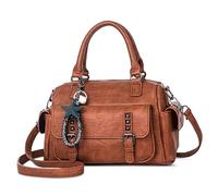SODOLLEE Bolso Mujer Colgante Exquisito Bolsa de Mano Retro Bolso de Hombro con Asa Superior Cuero PU Señora para Compras Trabajar Desplazarse Amarillo A