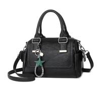 SODOLLEE Bolso Mujer Colgante Exquisito Bolsa de Mano Retro Bolso de Hombro con Asa Superior Cuero PU Señora para Compras Trabajar Desplazarse Negro