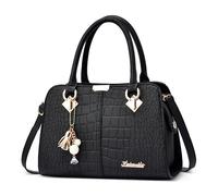 SODOLLEE Bolsos de Mujer Elegante Bolso de Mano Exquisito Colgante Bolso Bandolera Cuero PU Bolso de Hombro con Asa Superior para Compras Trabajar Uso Diario Negro A