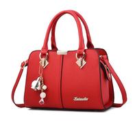 SODOLLEE Bolsos de Mujer Elegante Bolso de Mano Exquisito Colgante Bolso Bandolera Cuero PU Bolso de Hombro con Asa Superior para Compras Trabajar Uso Diario Rojo